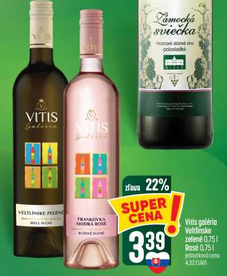 Vitis galéria Veltlínske zelené 0,75 l Rosé 0,75 l