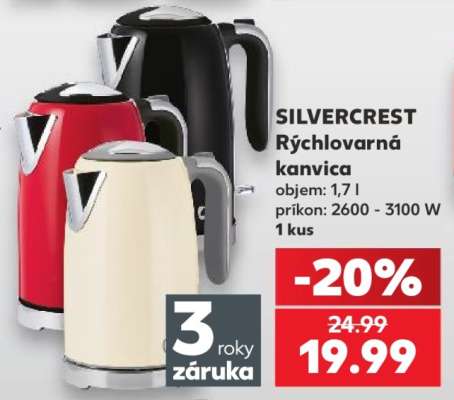 Silvercrest Rýchlovarná kanvica