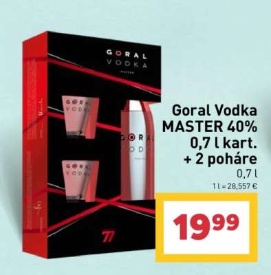 Goral Vodka MASTER 40% 0,7 l kart. + 2 poháre