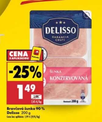 Bravčová šunka 90 % Delisso 200 g