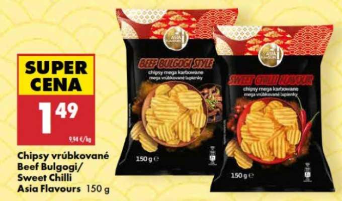 Chipsy vrúbkované Beef Bulgogi/Sweet Chilli Asia Flavours 150 g