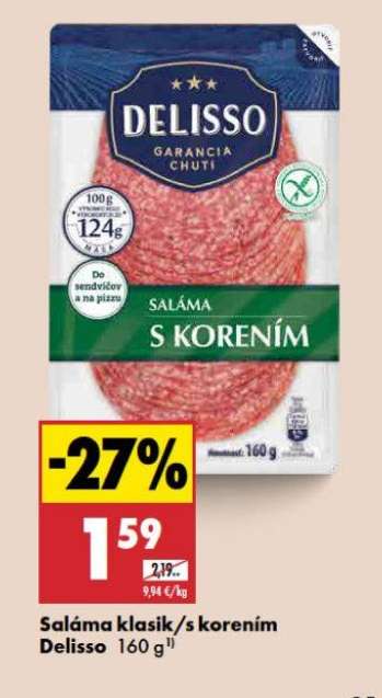 Saláma Klasik/S korením Delisso 160 g