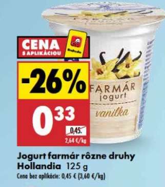 Jogurt farmár rôzne druhy Hollandia 125 g