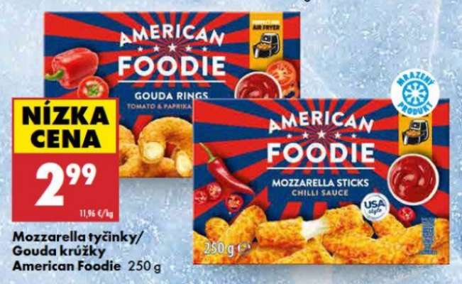 Mozzarella tyčinky/ Gouda krúžky American Foodie 250 g