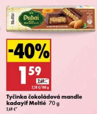 Tyčinka čokoládová mandle kadayif Meltie 70 g
