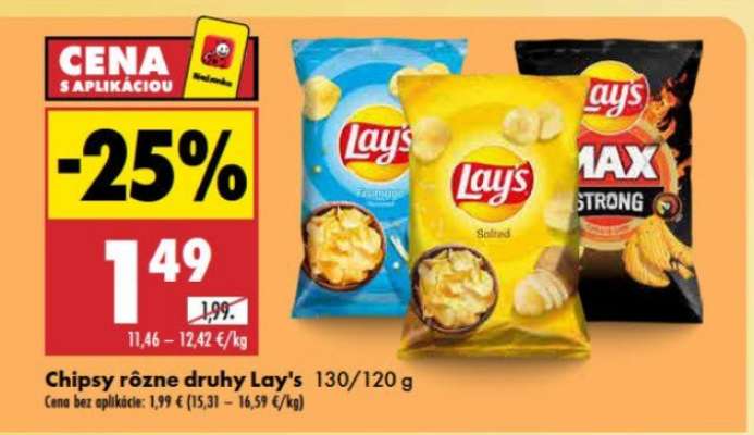 Chipsy rôzne druhy Lay's