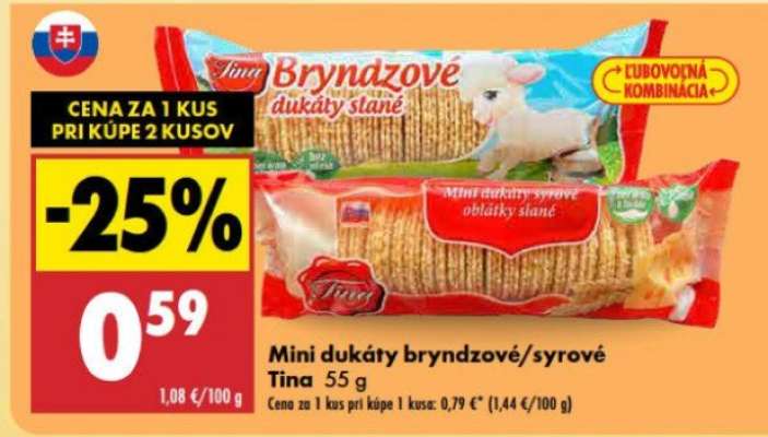 Mini dukáty bryndzové/syrové Tina 55 g