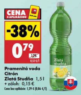 Pramenitá voda Citrón Zlatá Studňa 1,5 l