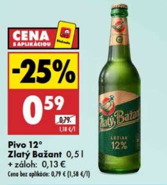 Pivo 12° Zlatý bažant 0,5 l