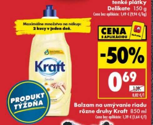 Balzam na umývanie riadu rôzne druhy Kraft 850 ml
