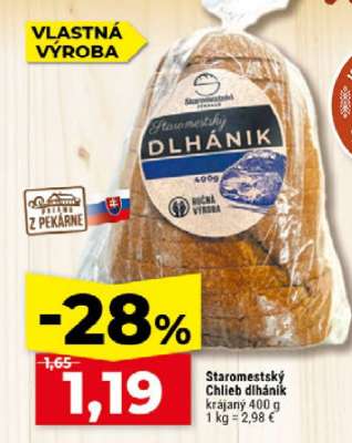 Staromestský Chlieb dlhánik krájaný