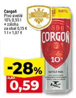 Corgoň Pivo svetlé 10%