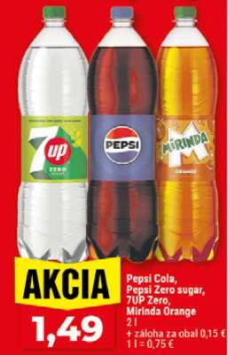 Pepsi Cola, Pepsi Zero sugar, 7UP Zero, Mirinda Orange