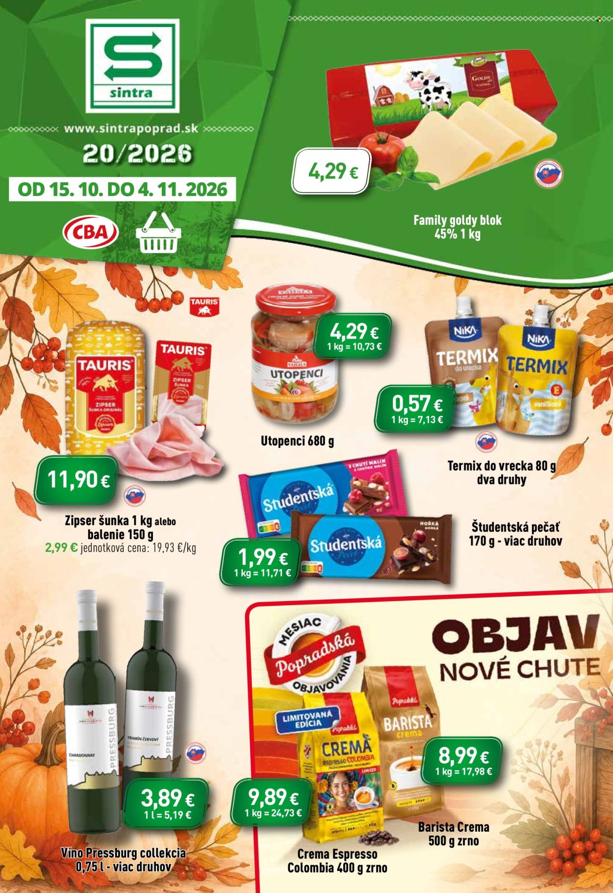 Leták Sintra - 15.10.2026 - 4.11.2026. Strana 1