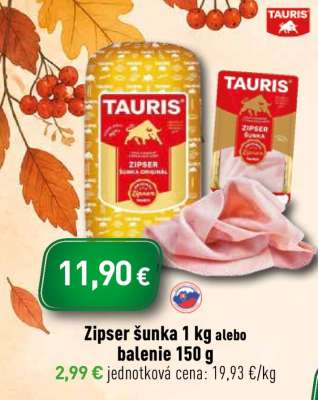 Zipser šunka 1 kg alebo balenie 150 g