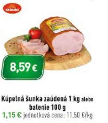 Kúpeľná šunka zaúdená 1 kg alebo balenie 100 g