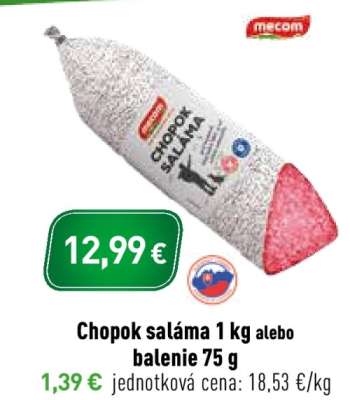 Chopok saláma 1 kg alebo balenie 75 g
