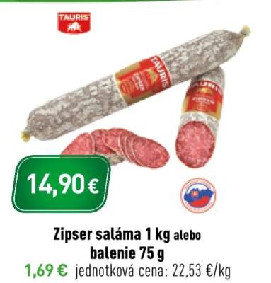Zipser saláma 1 kg alebo balenie 75 g