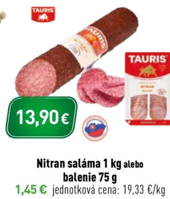 Nitran saláma 1 kg alebo balenie 75 g