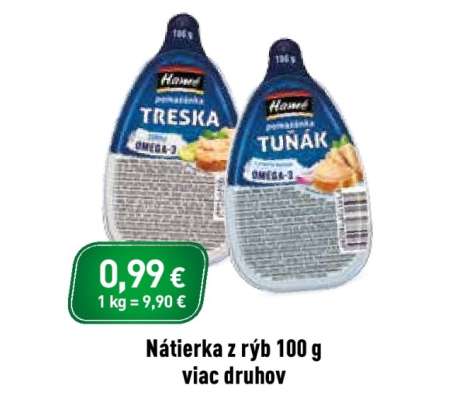 Nátierka z rýb 100 g - viac druhov