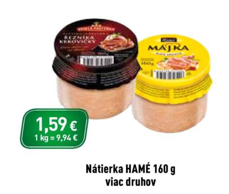 Nátierka HAMÉ 160 g viac druhov