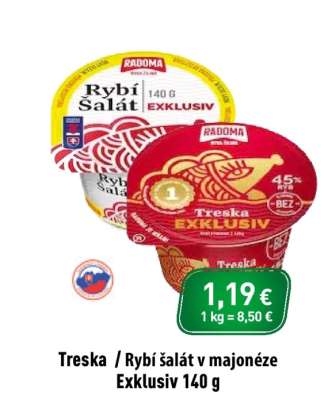 Treska / Rybí šalát v majonéze Exklusiv 140 g