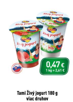 Tami Živý jogurt 180 g viac druhov