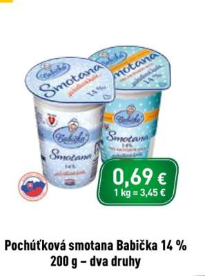 Pochúťková smotana Babička 14 %