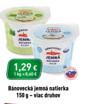 Bánovecká jemná nátierka 150 g – viac druhov