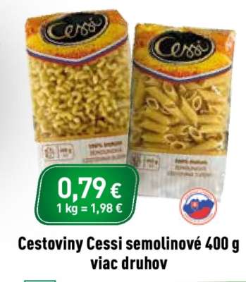 Cestoviny Cessi semolinové 400 g viac druhov