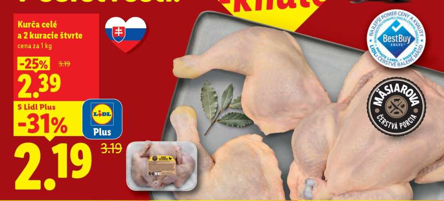 Kurča celé a 2 kuracie štvrte