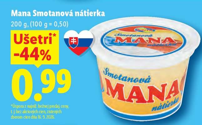 Mana smotanová nátierka