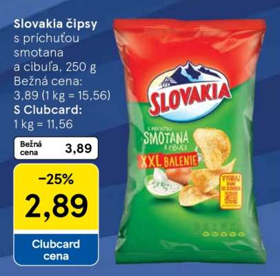 Slovakia čipsy s príchuťou smotana a cibuľa, 250 g