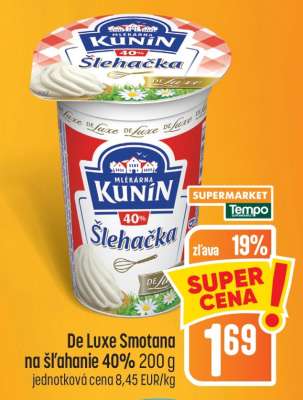 De Luxe smotana na šľahanie 40% 200 g