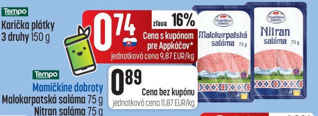 Malokarpatská saláma 75 g / Nitran saláma 75 g