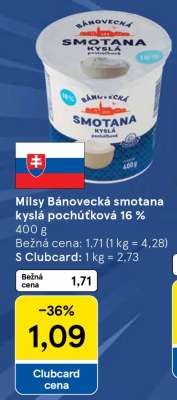 Milsy Bánovecká smotana kyslá pochúťková 16 %