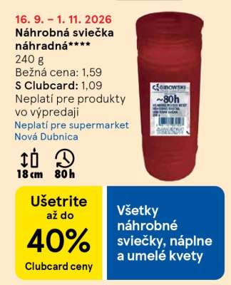 Náhrobná sviečka náhradná