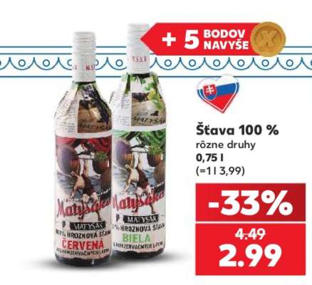 Šťava 100 % rôzne druhy