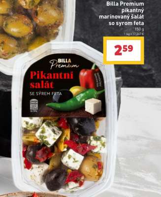 BILLA Premium pikantný marinovaný šalát so syrom feta