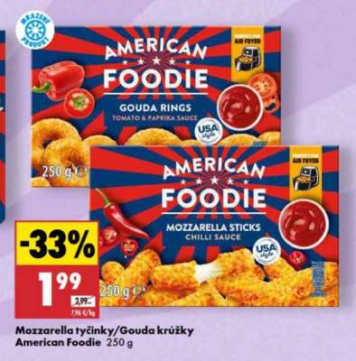 Mozzarella tyčinky/ Gouda krúžky American Foodie 250 g