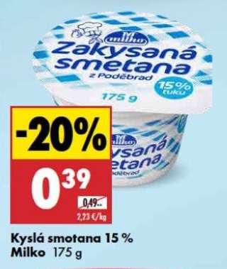 Kyslá smotana 15 % Milko 175 g