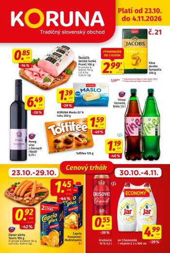 Leták Potraviny KORUNA - 23.10.2026 - 4.11.2026.