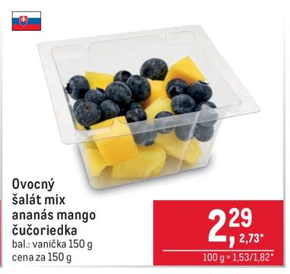 Ovocný šalát mix ananás, mango, čučoriedka