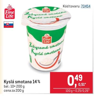 Kyslá smotana 14 %