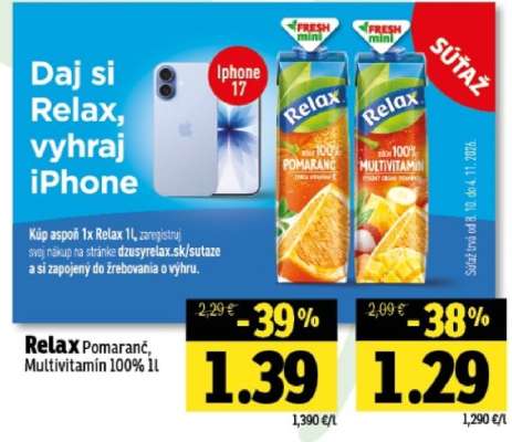 Relax Pomaranč, Multivitamín 100% 1l