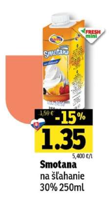 Smotana na šľahanie 30% 250ml