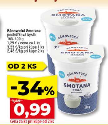 Bánovecká Smotana pochúťková kyslá 16% 400g