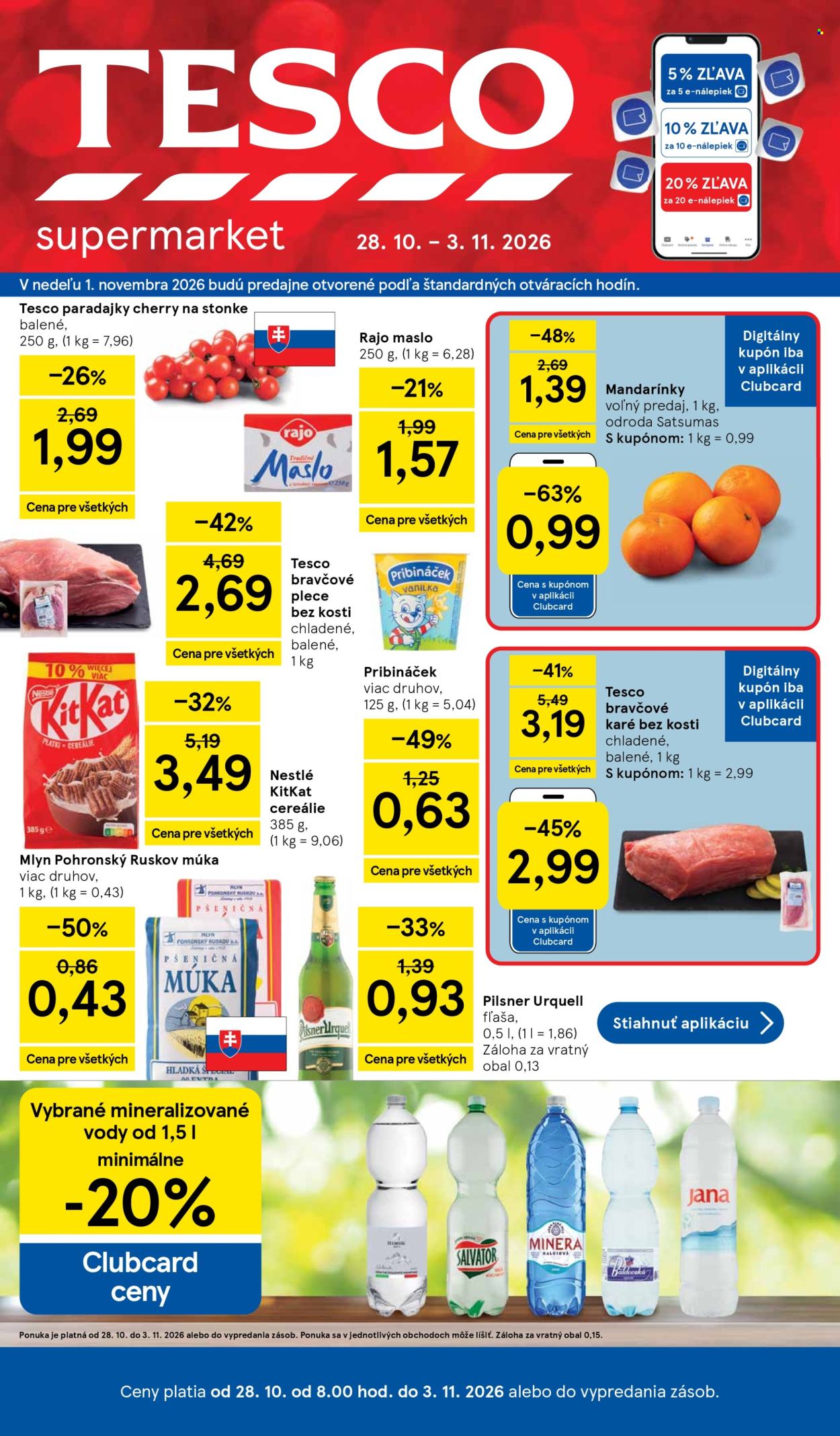 Leták TESCO supermarket - 28.10.2026 - 3.11.2026. Strana 1