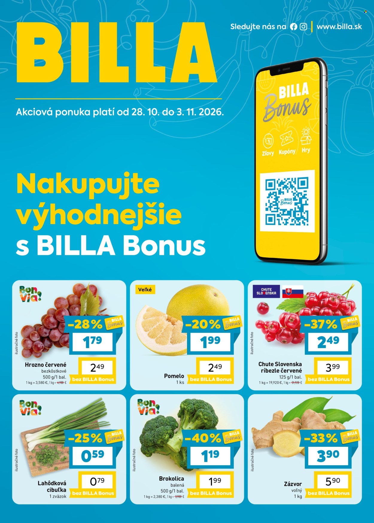 Leták Billa - 28.10.2026 - 3.11.2026. Strana 1